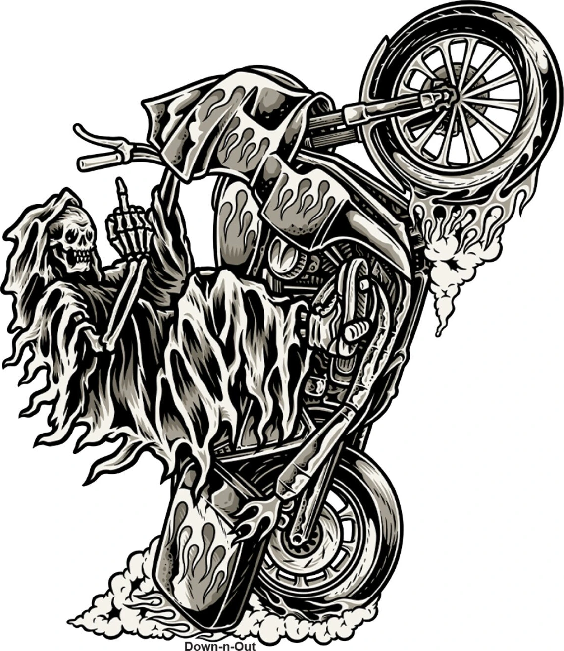 Down-n-Out Wheely Reaper sticker