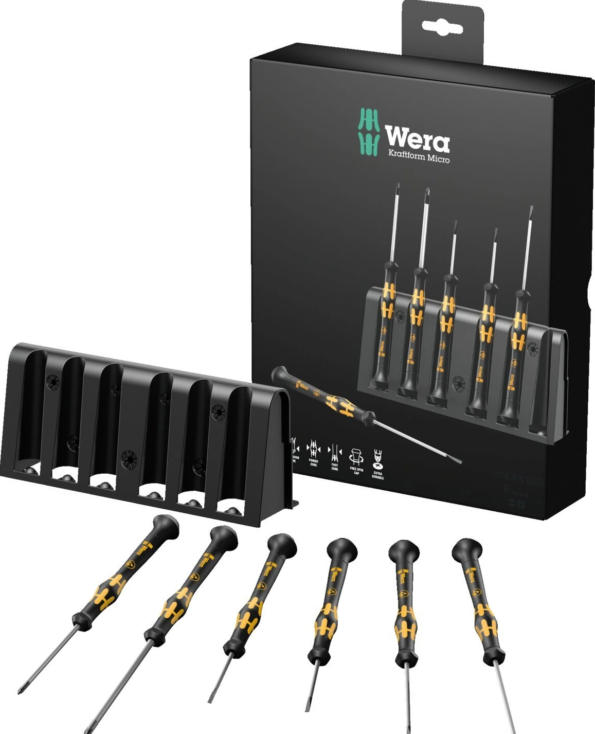 Wera ESD-safe screwdriver set for electronic applications, Black