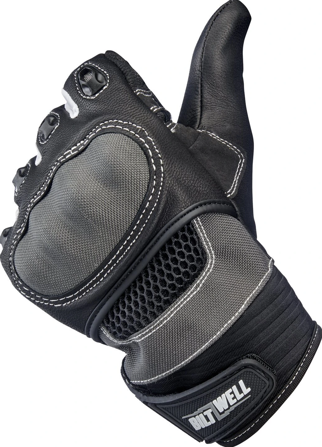 Biltwell Bridgeport gloves, gray, Black, XS