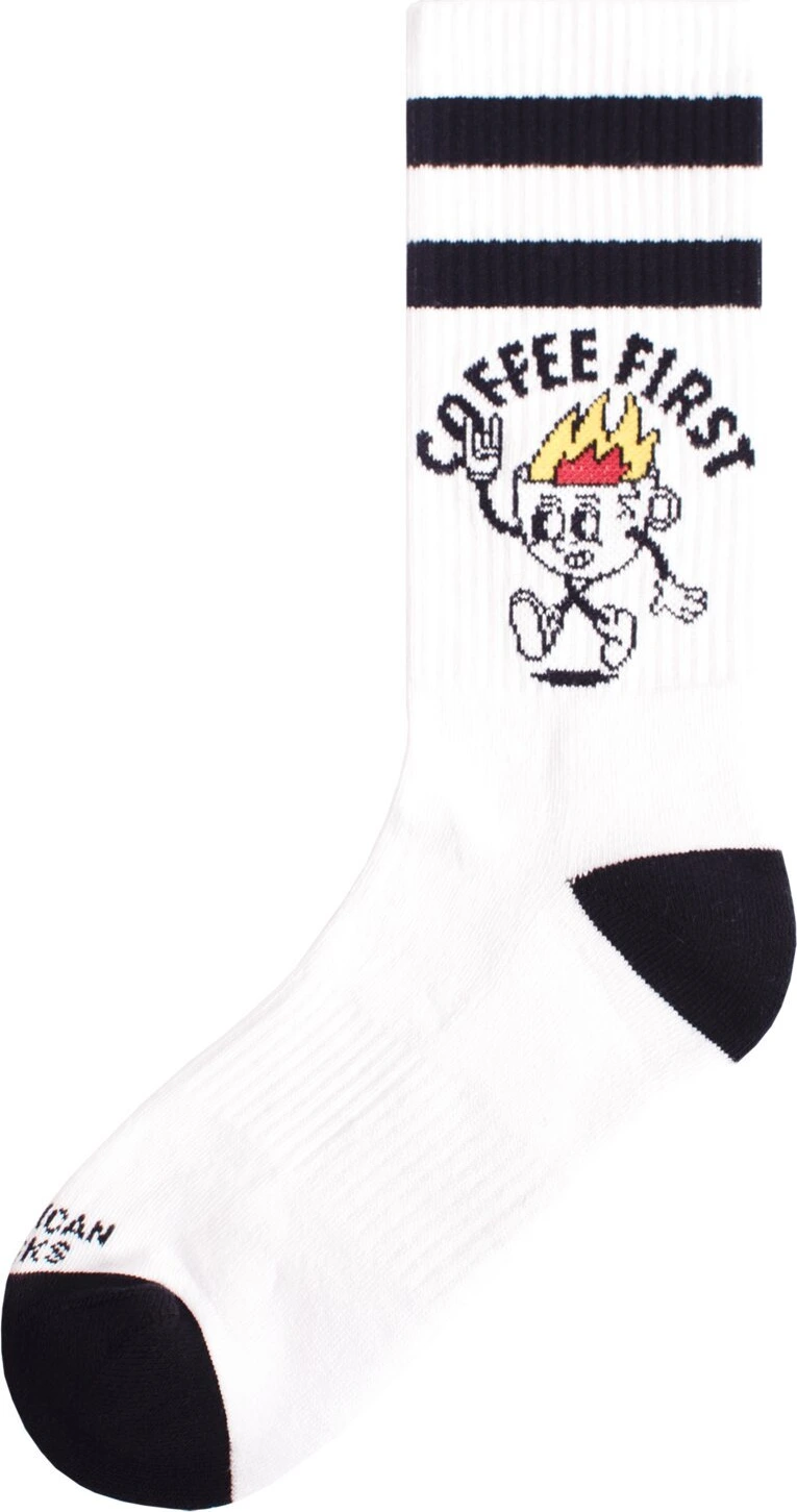 American Socks Coffee First Mid High socks, White, One size fits most