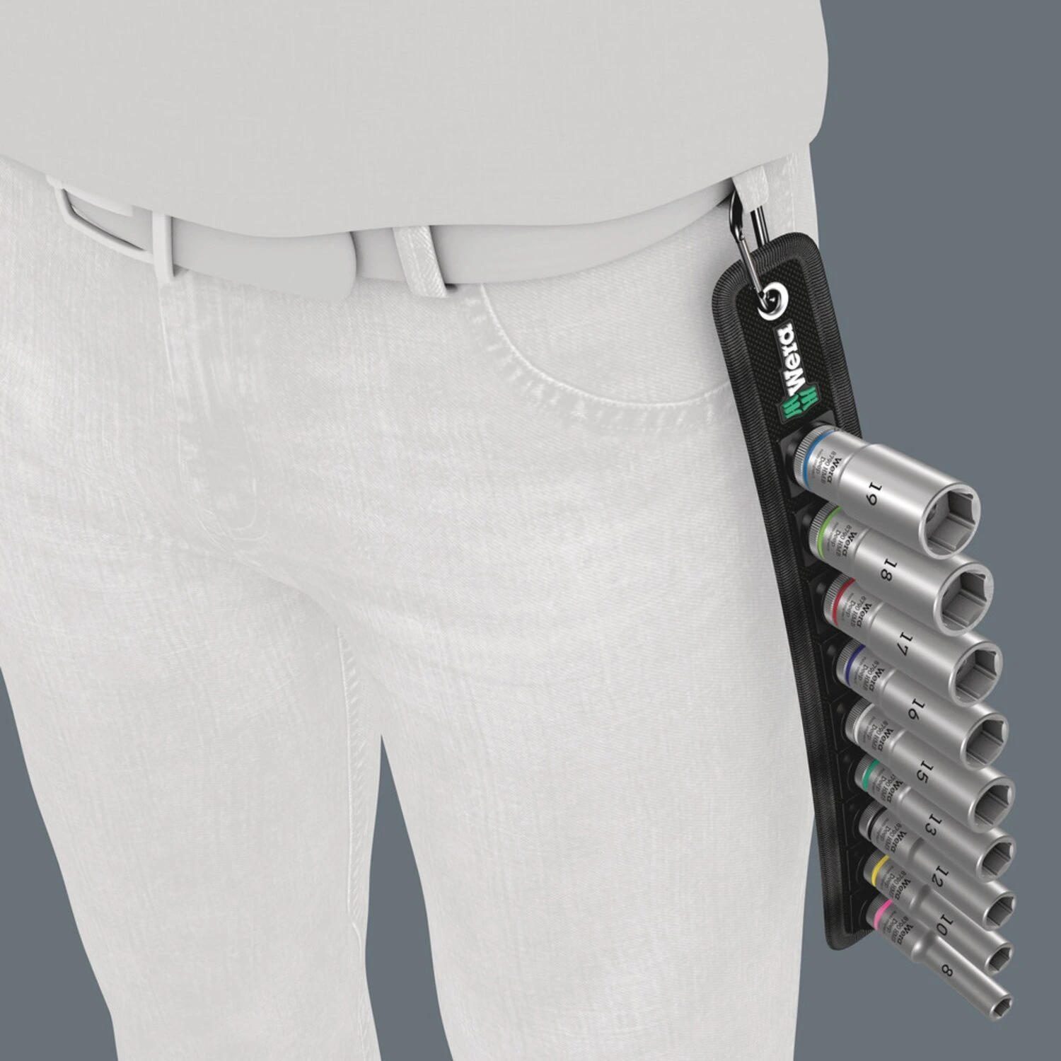Wera, socket belt with hex deep sockets - Metric, Black