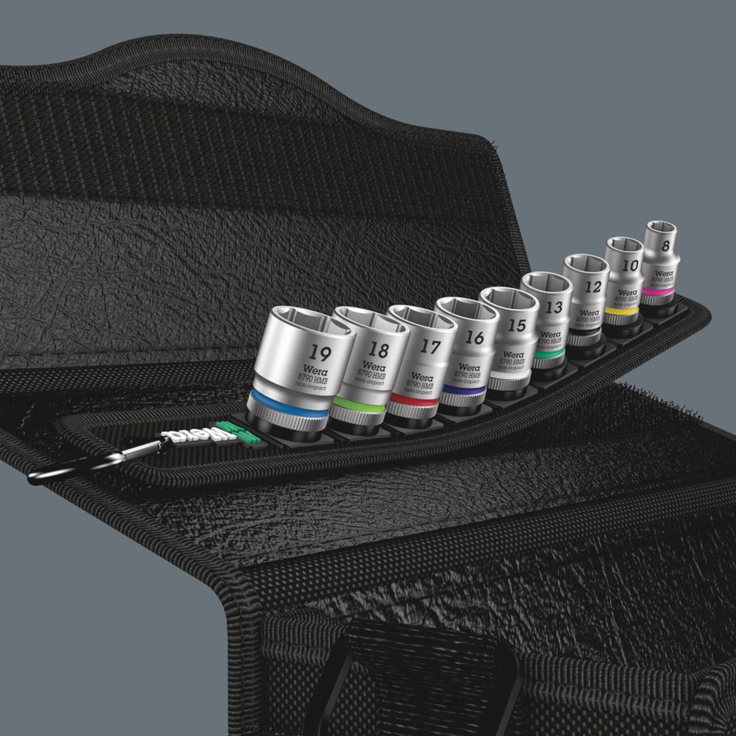 Wera socket belt with 3/8" drive hex sockets - Metric, Black