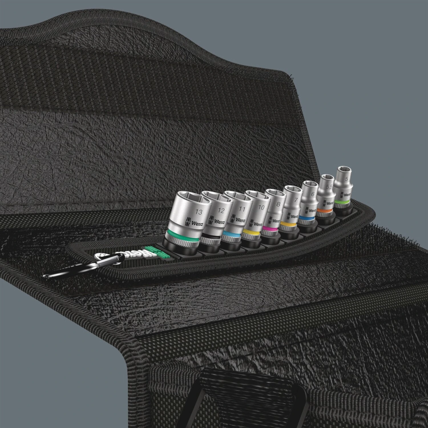 Wera socket belt with 1/4" drive hex sockets - Metric, Black, 238 mm