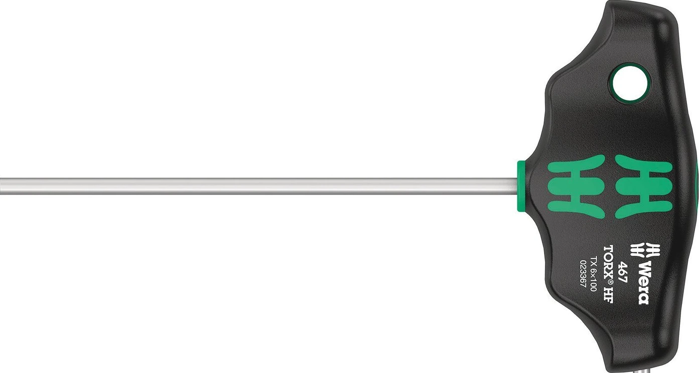 Wera HF T formos rankena TX6 Torx® serijos 467, Juoda, Chromuota, 100 mm