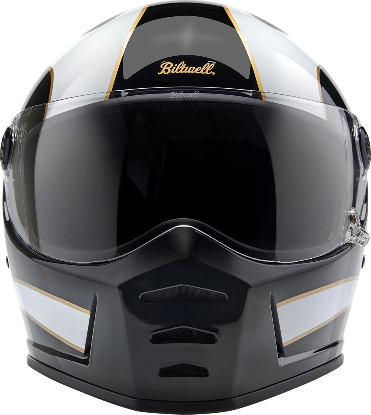 Biltwell Lane Splitter helmet, white flames Black, XS, Gloss