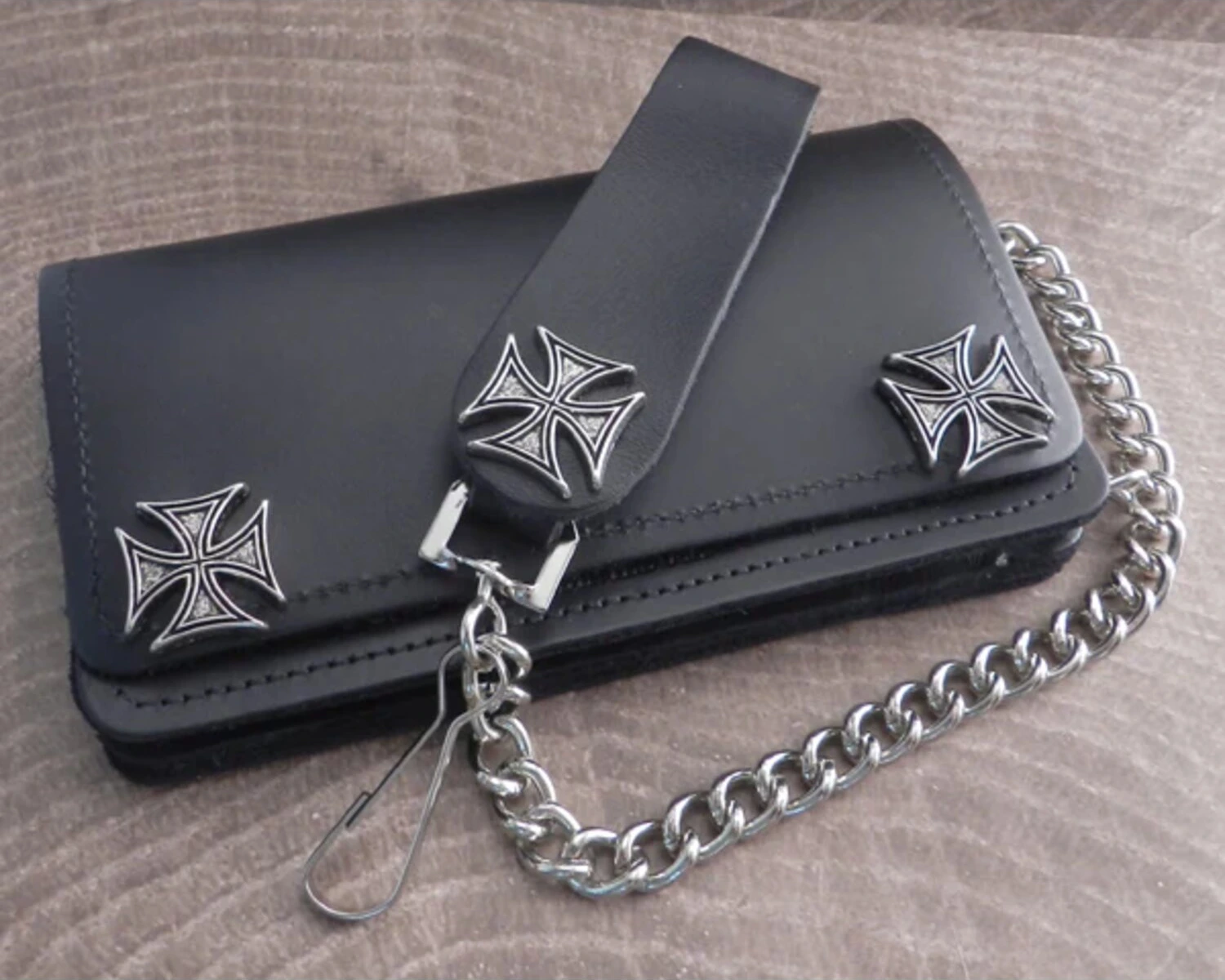 Amigaz Black Leather Biker Chain Wallet