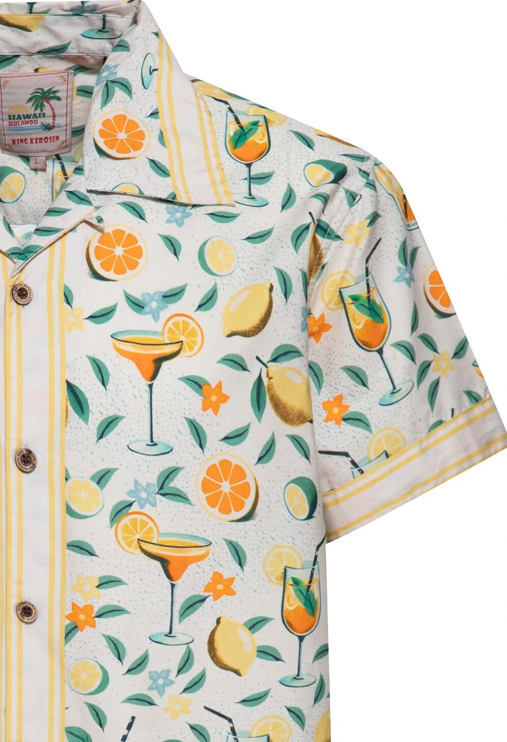 King Kerosin Hawaii Citrus Cocktail shirt, creme Beige, XL