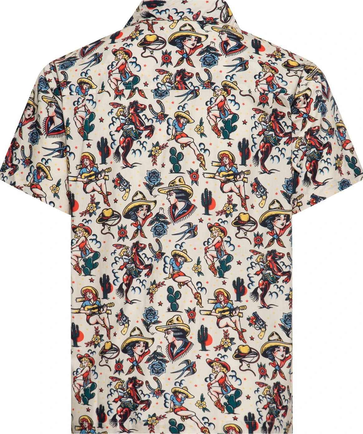 King Kerosin Cow Girl Hawaii shirt, off White, White, M