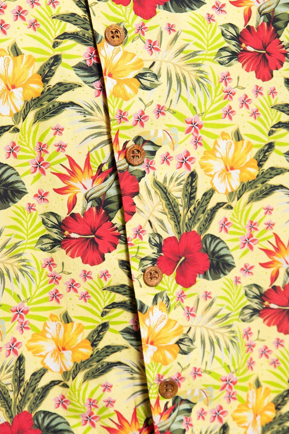 King Kerosin AOP Tropical Hawaiian Style Shirt Blazing Yello, Yellow, S