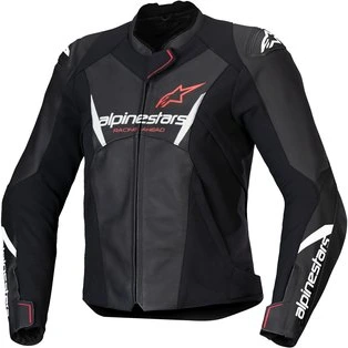 Alpinestars Leather Jacket Woman Faster v3 Black/White/Coral 38