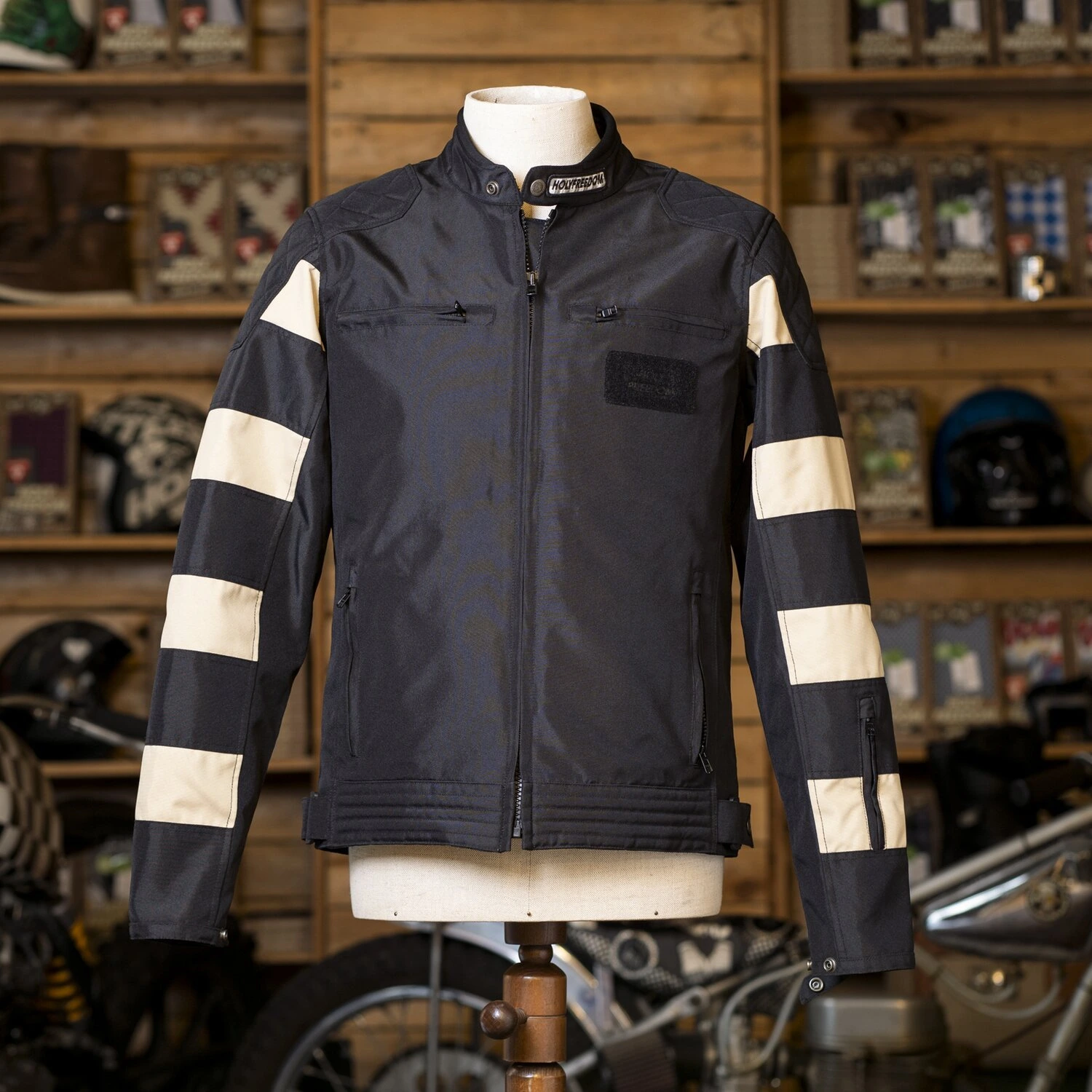 Holy Freedom Prison jacket, Black, off Black, white, M
