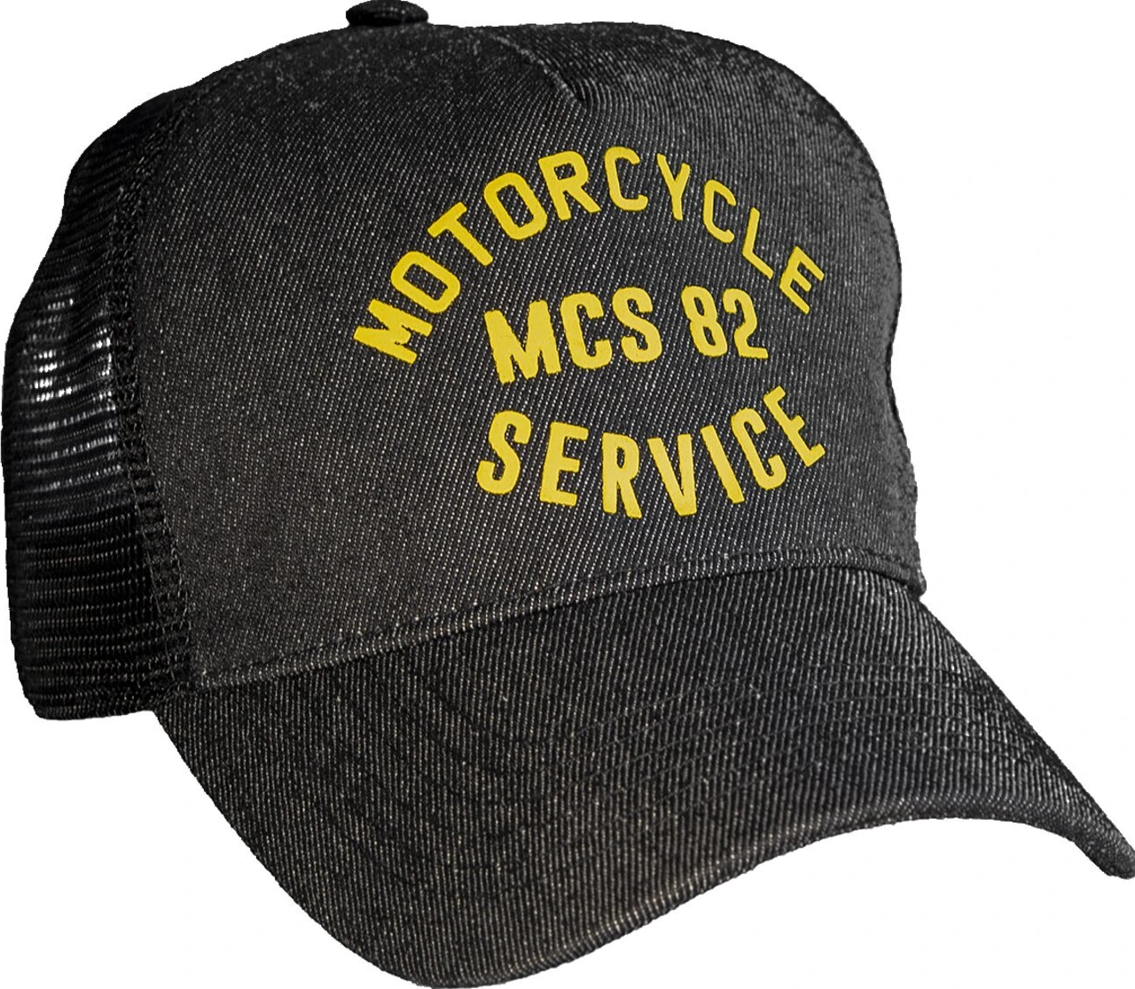 MCS service trucker cap, Black, denim