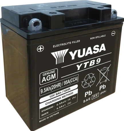 Yuasa aku YTB9(WC) happega täidetud