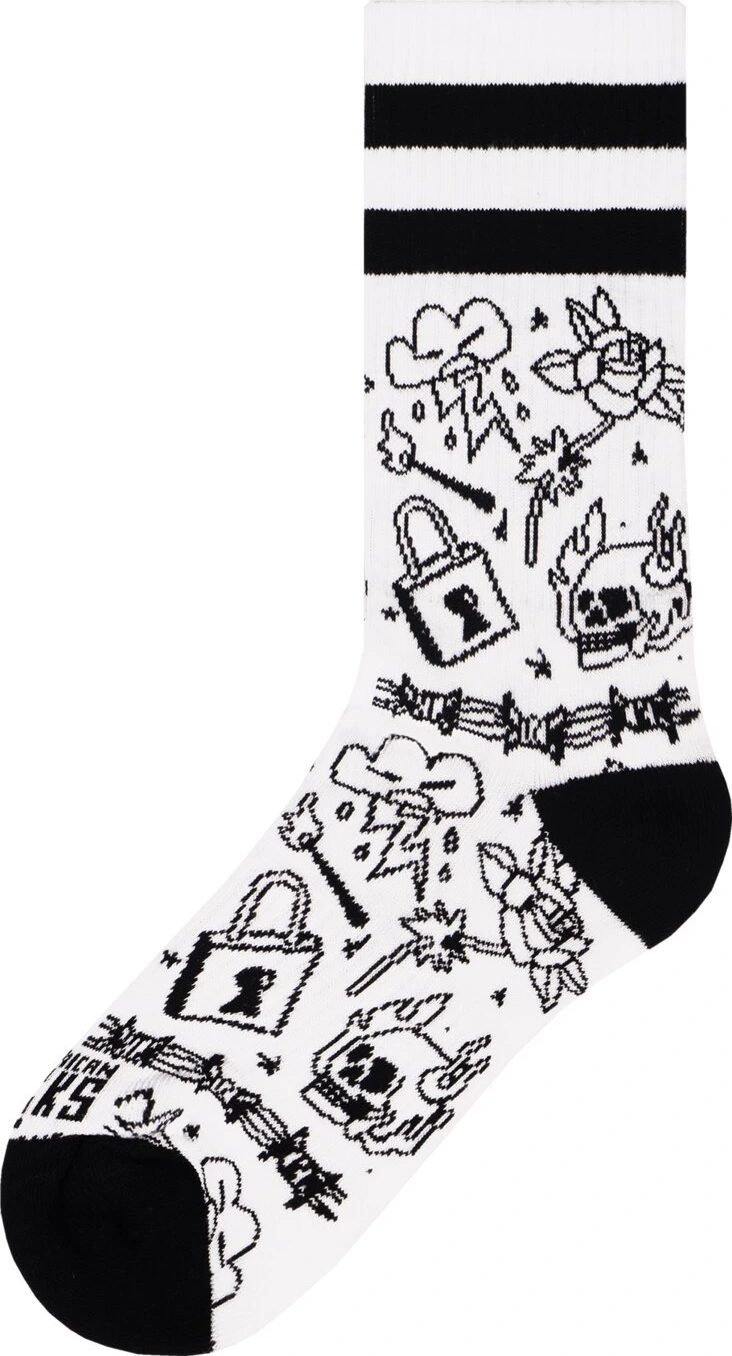 American Socks Burning Rage Mid High socks, White, One size fits most