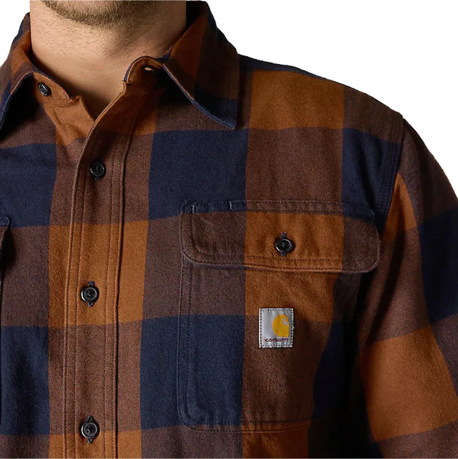 Carhartt Plaid flannel shirt red duck, Brown, L