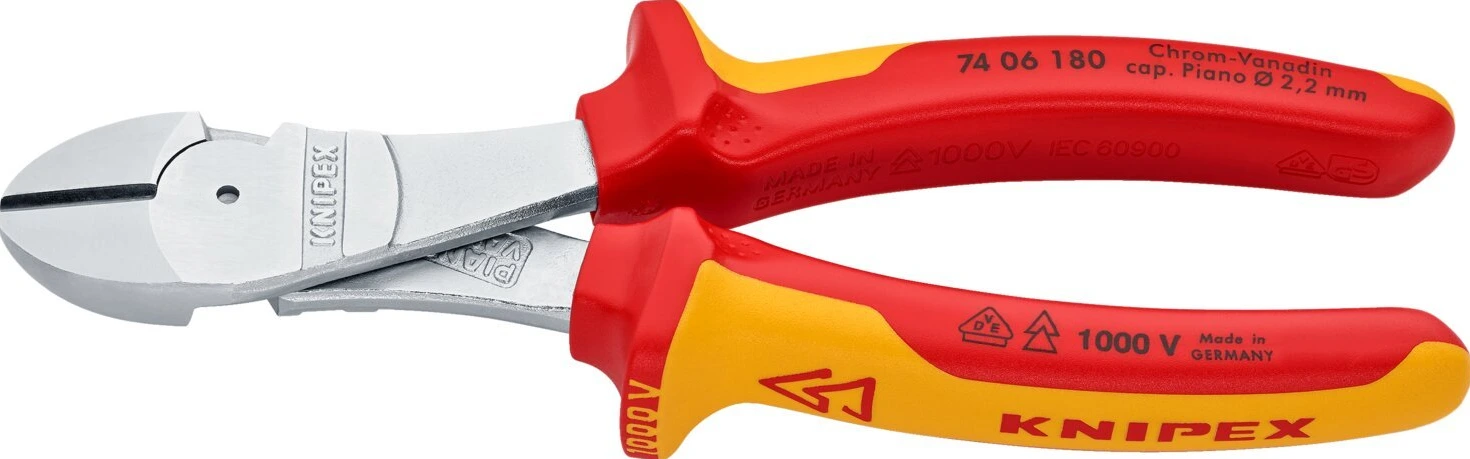 Knipex high leverage diagonal cutting pliers 180mm VDE, Red