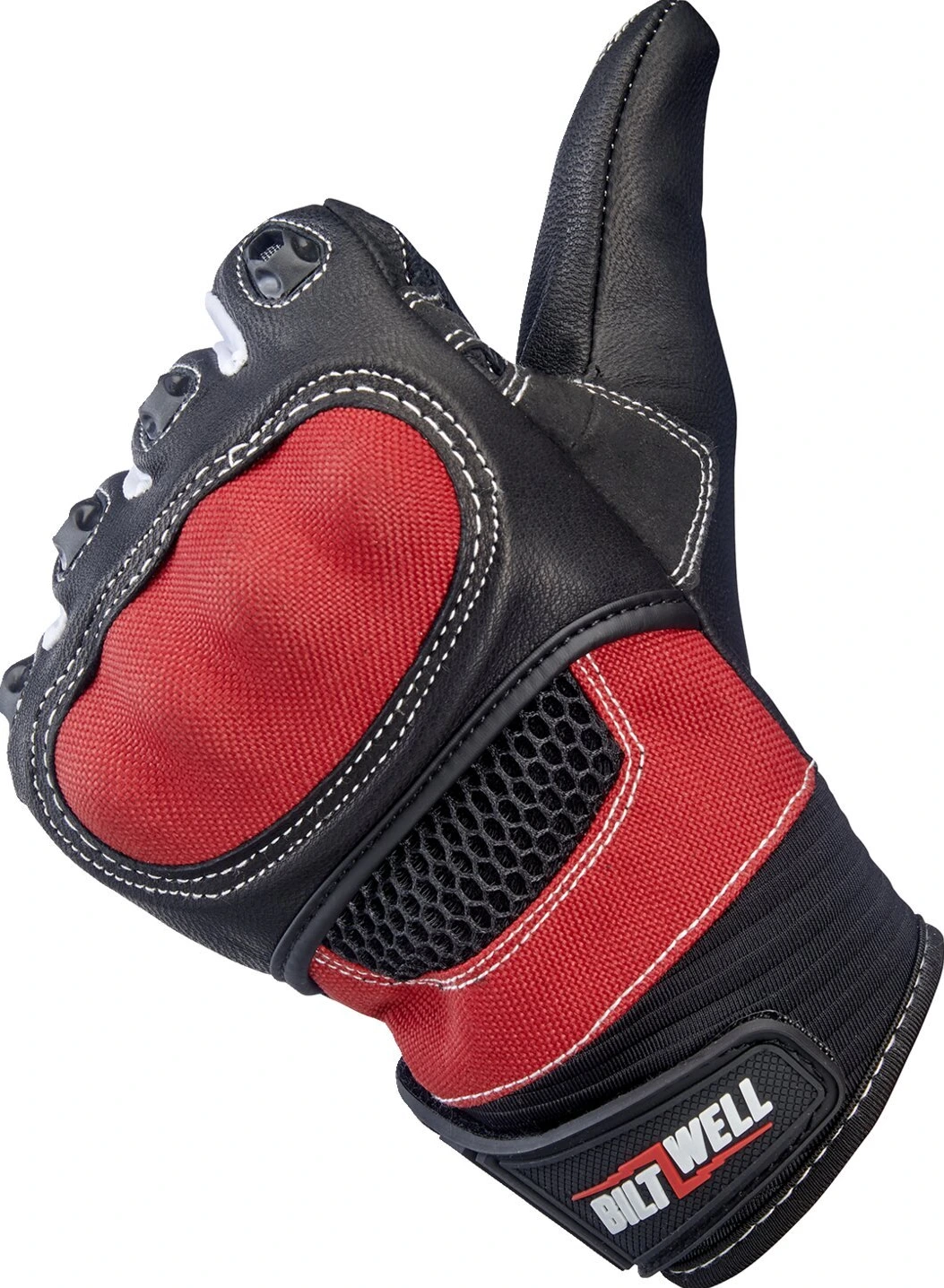 Biltwell Bridgeport gloves, red, Black, XS