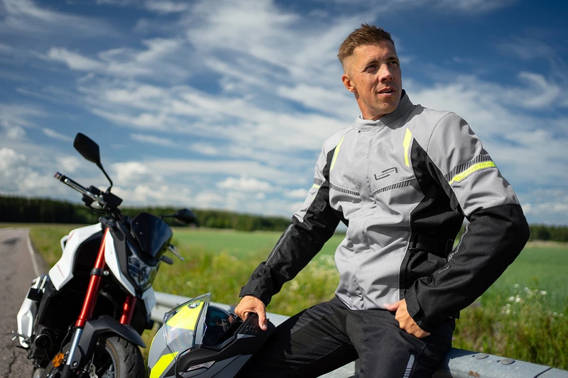 Lindstrands textile jacket Backafall Grey/black 58