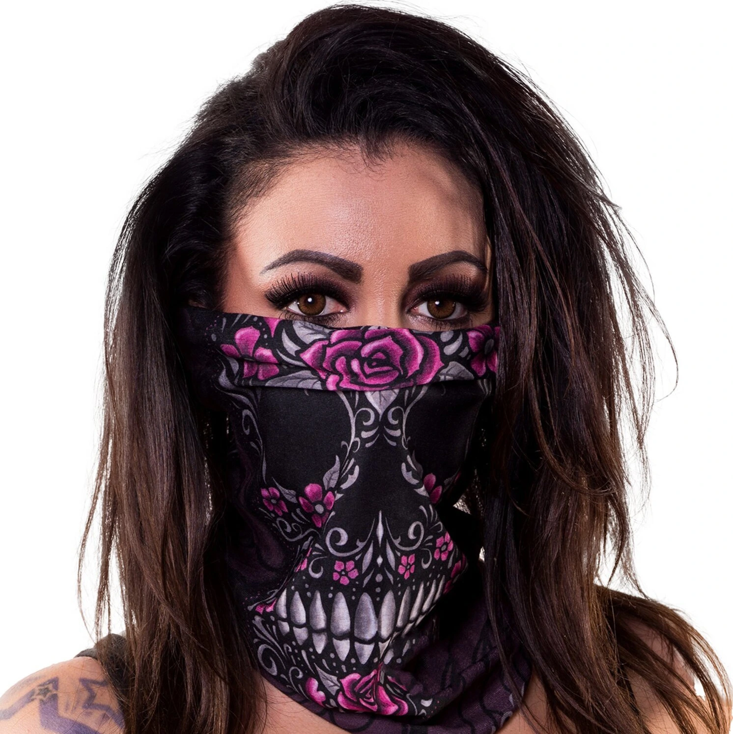 Lethal Threat Floral Skull tunnel, Multi-color, One size fits most
