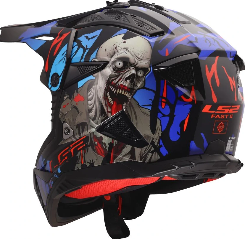 LS2 MX708 FAST II ZOMBIE 2 helmet - 3XL, Black Red Blue