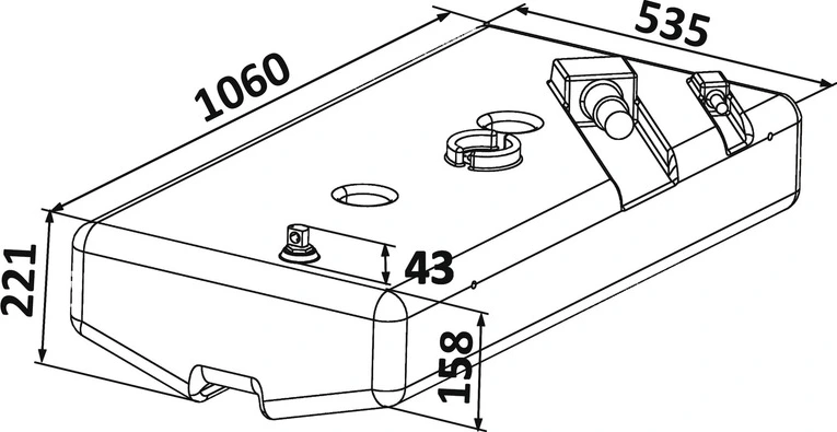 Fuel tank 1060x535x221 90 l (petrol)