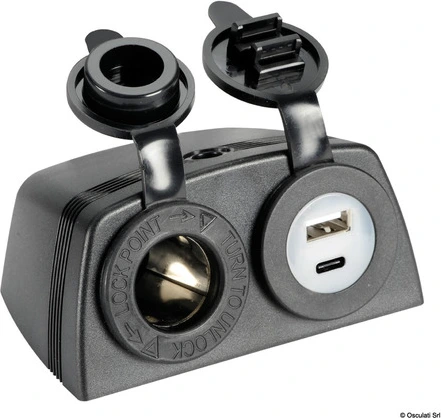 Lighter + USB-A + USB-C socket with housing