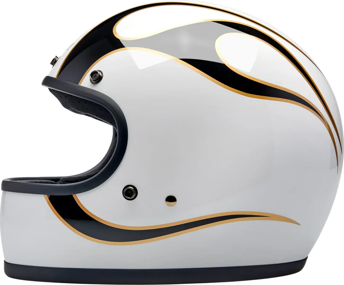 HELMET GRINGO GLOSS WHITE/BLACK W/ FLAMES FLAM MD