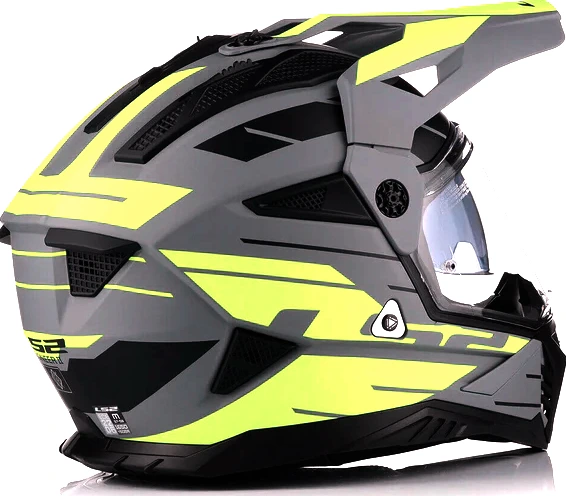 LS2 MX702 PIONEER II NAMIB Helmet - Matt Grey H-V Yellow, S