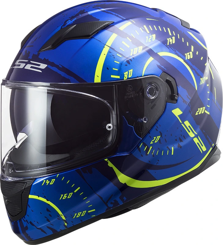 LS2 FF320 STREAM EVO Tach helmet - Gloss Blue Hi-vis Yellow, M