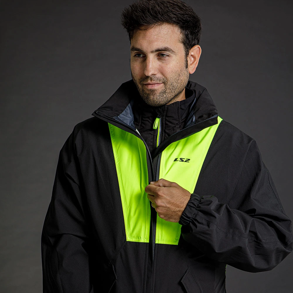 LS2 X-Rain Jacket Unisex - Black H-V Yellow, M-L