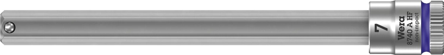 Wera Zyklop 1/4" Hex socket bit w/ holding function - Metric, 7 mm, Brushed