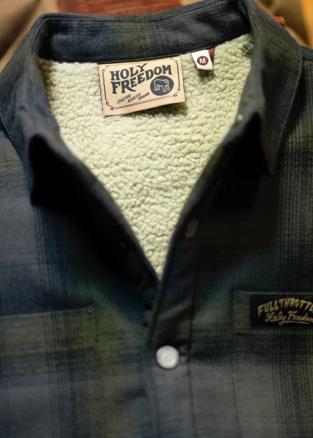 Holy Freedom Bear lined shirt, Gray, L
