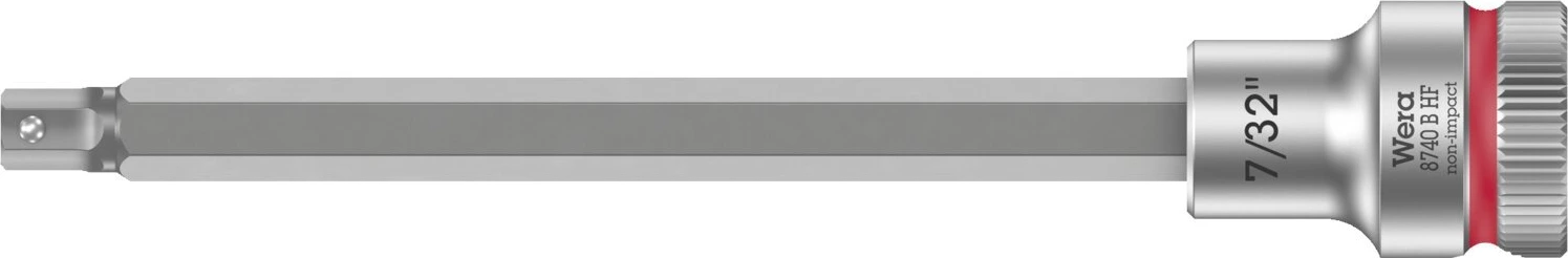 Wera Zyklop 3/8" Hex socket bit w/ holding function US sizes, 107 mm, Brushed