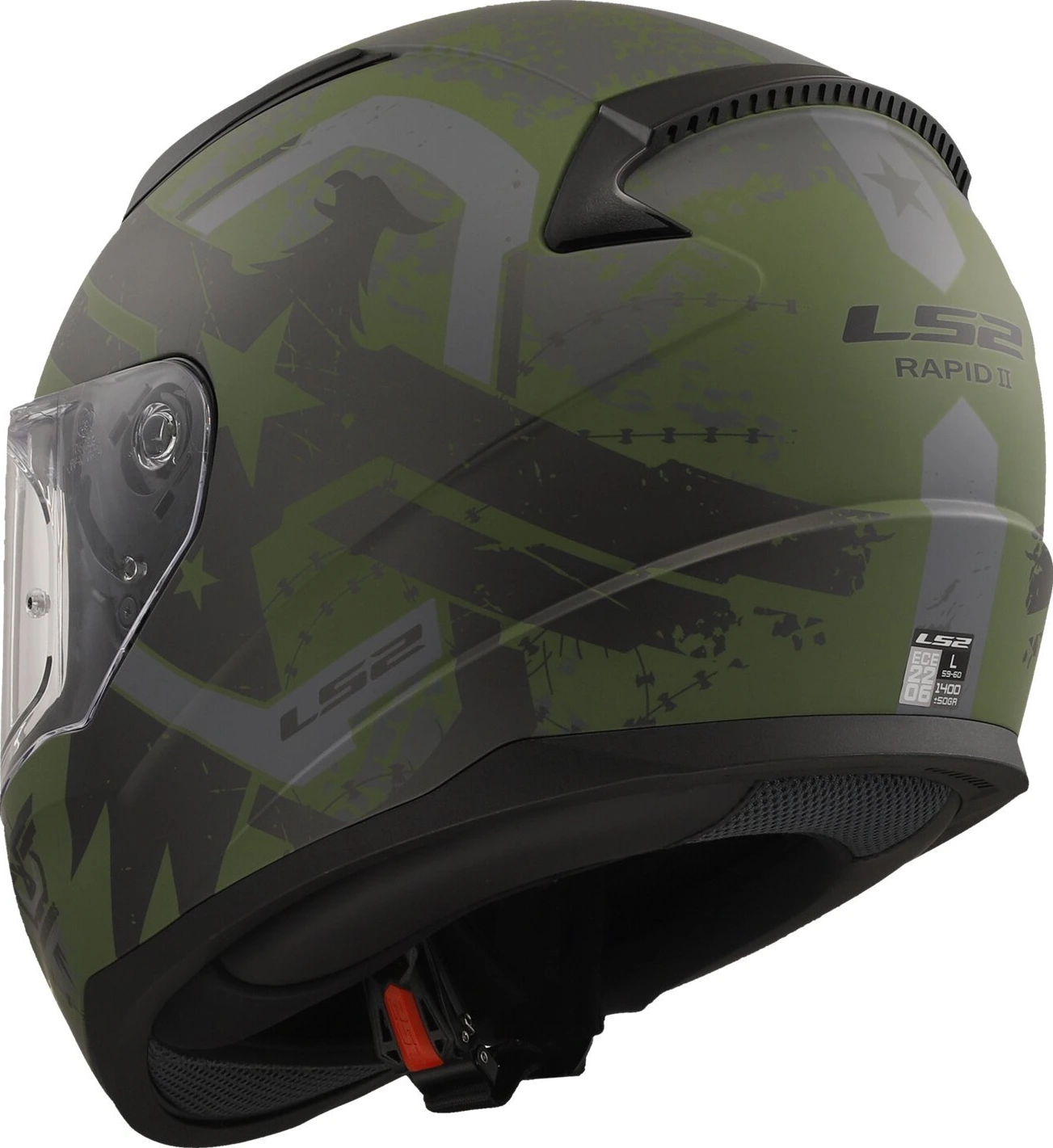 LS2 Rapid II Thunder Birds helmet military, Green, M, Matte