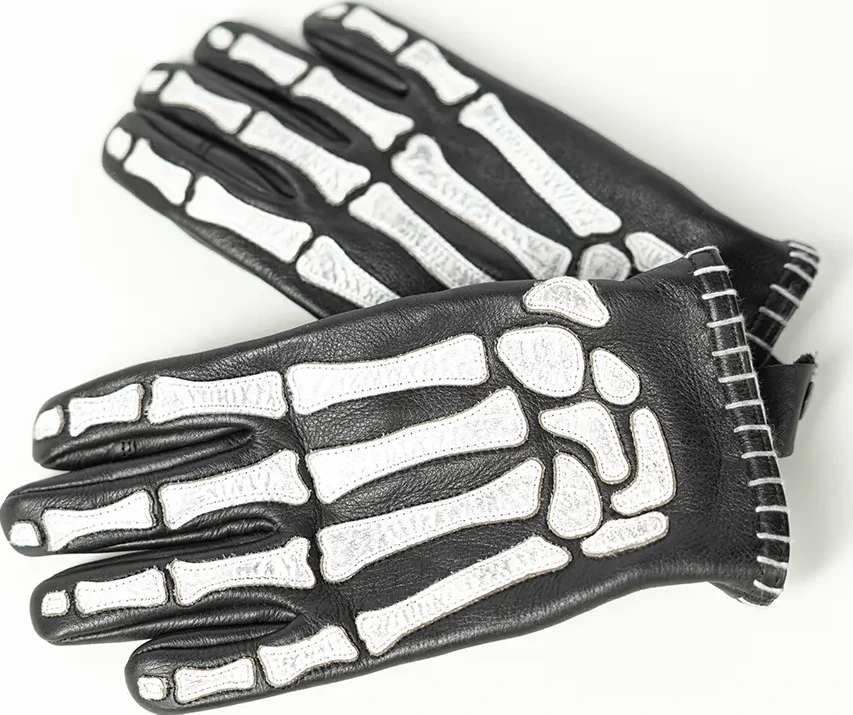 GLOVE SKELETOR LEATHER BLACK/WHITE SM