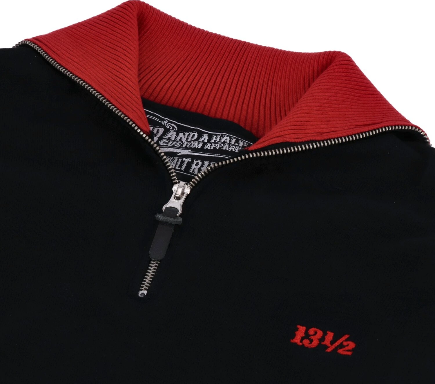 13 1/2 Outlaw half-zip sweater, Black, red, S