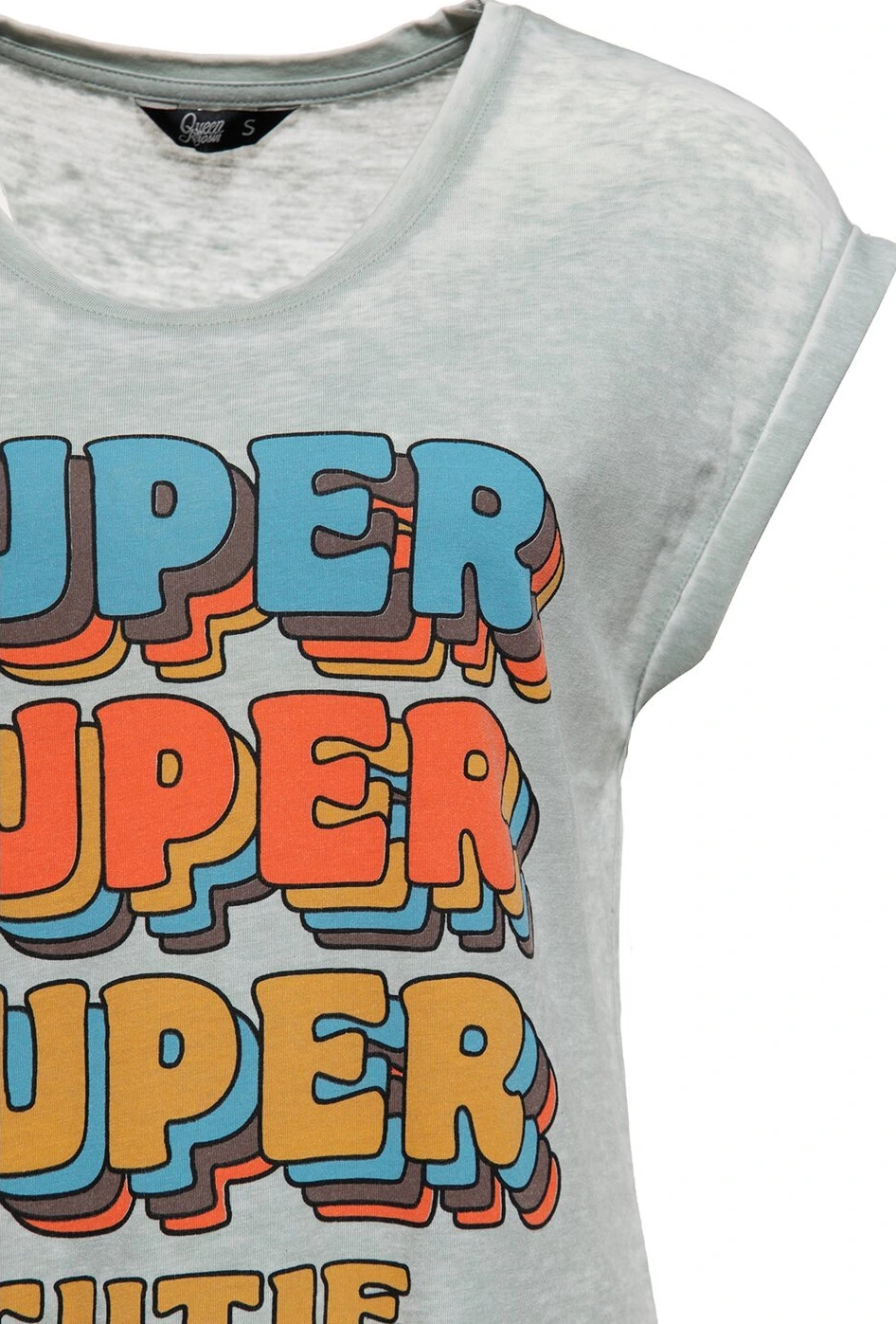 Queen Kerosin Super cutie t-shirt smoke green, L