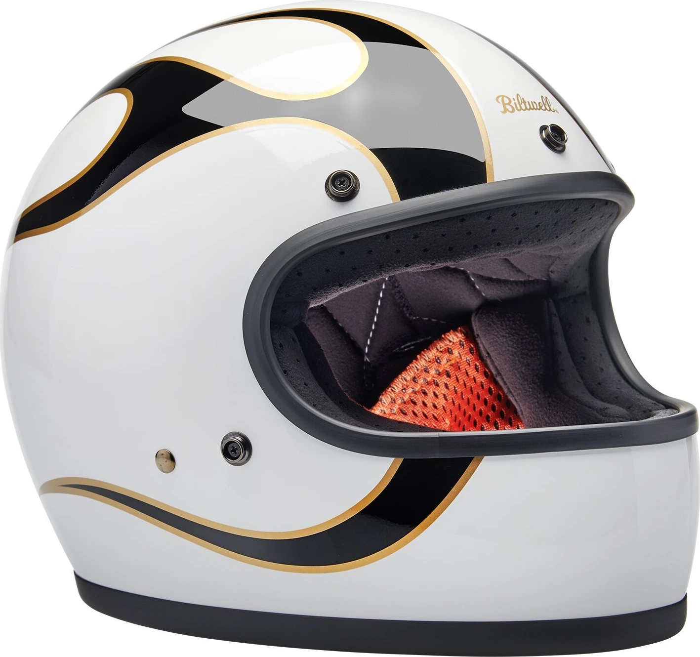 Biltwell Gringo helmet, White, black, flames White, XS, gloss