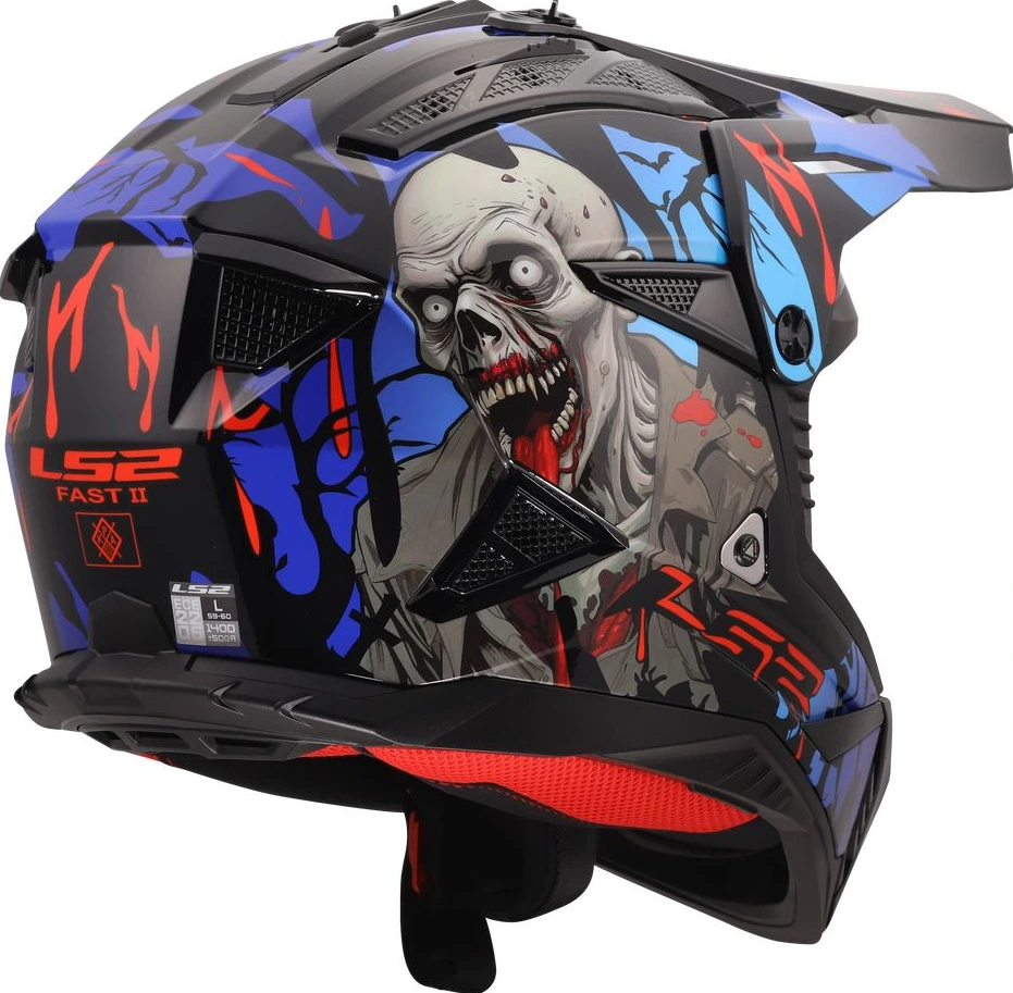 LS2 MX708 FAST II ZOMBIE 2 helmet - 3XL, Black Red Blue