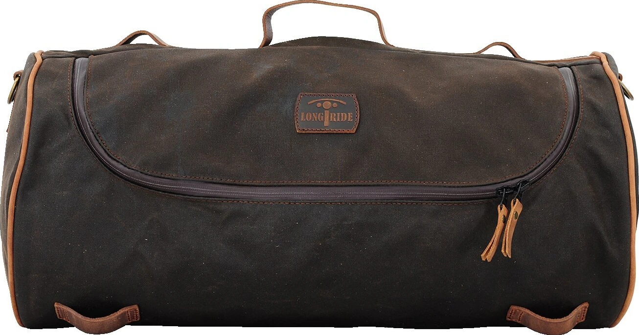 LongRide, roll bag waxed cotton wide. Khaki wax