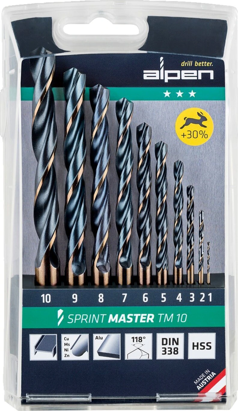 Alpen, Sprint master drill set 10 pieces, 10 mm