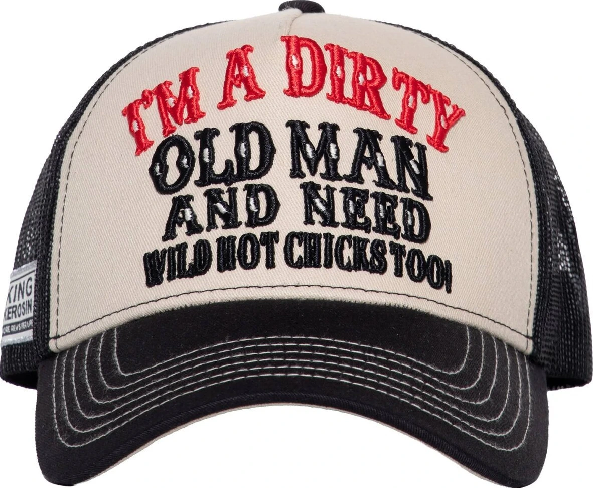 King Kerosin I'm a dirty old man cap, Black, beige