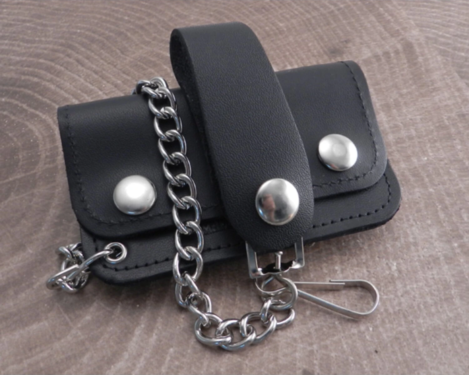 Amigaz Black Leather Biker Chain Wallet Jr, storm grey black tracker