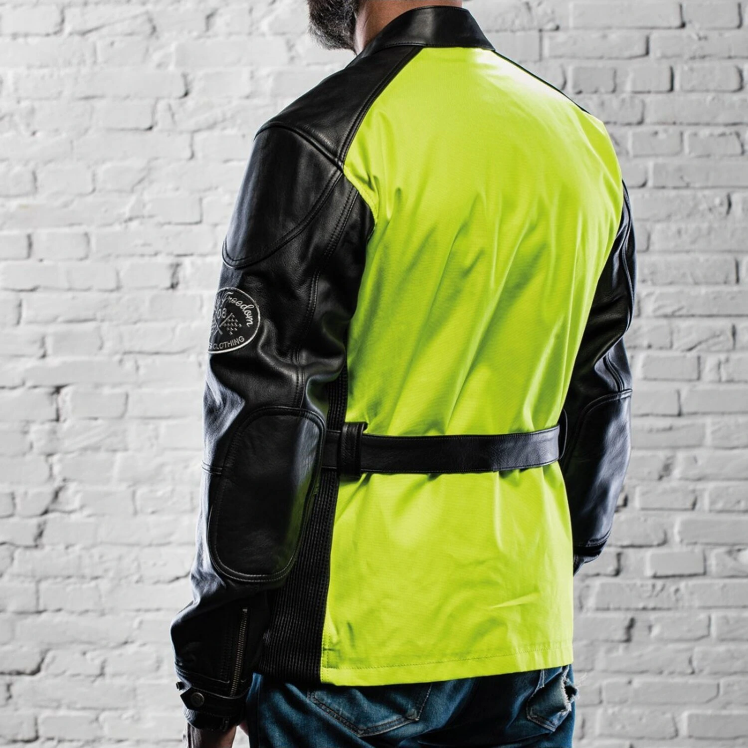 Holy Freedom Quattro Vision leather jacket, black fluo, yellow, S