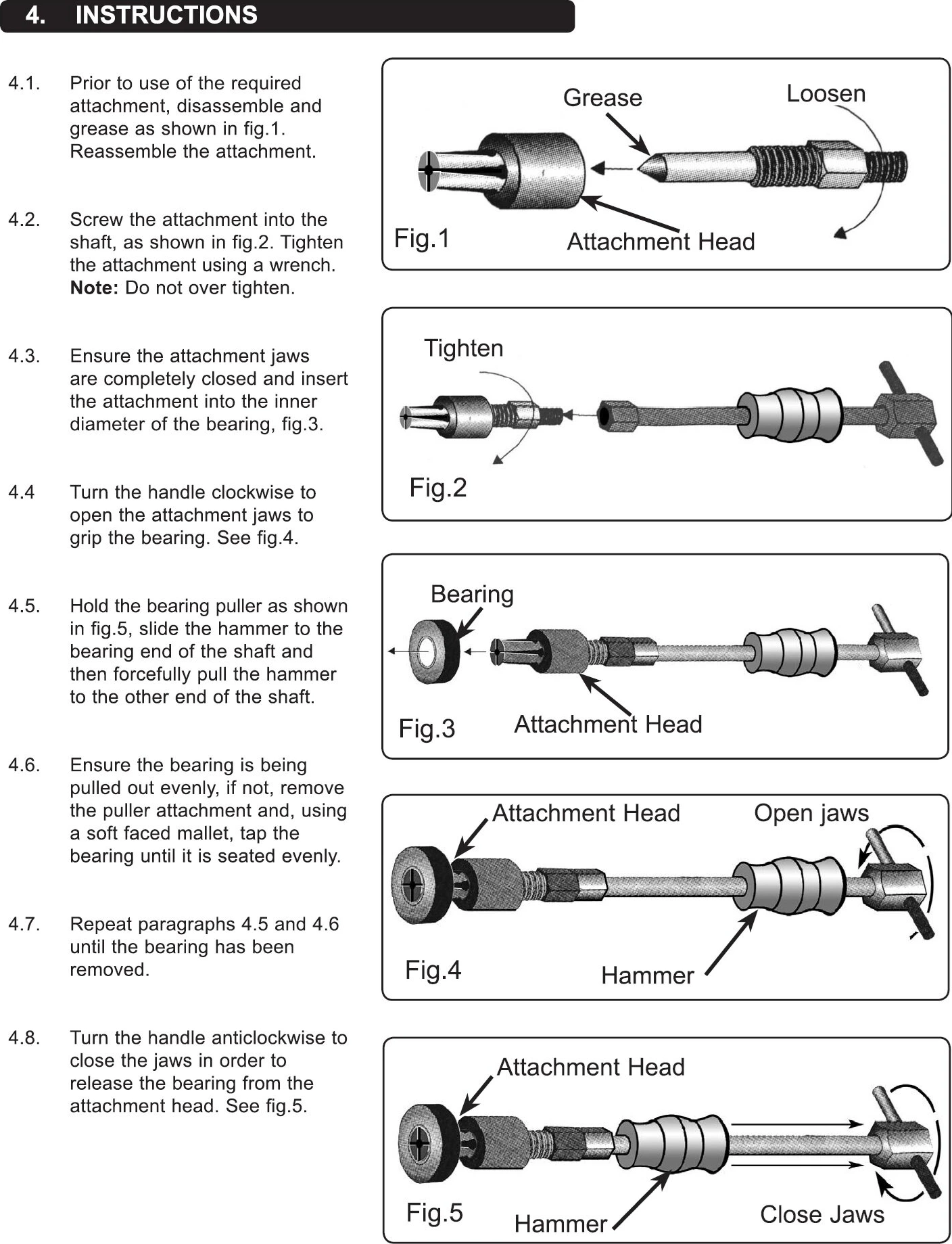 Inner bearing puller kit 16pcs