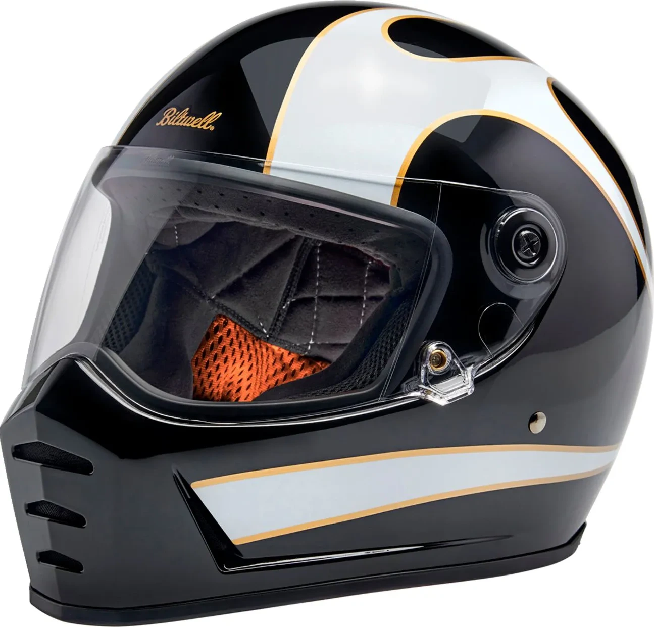 HELMET LANESPLITTER GLOSS BLACK/WHITE W/ FLAMES SM