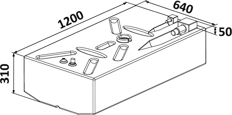 Polttoainesäiliö 1200x640x310 198 l (bensiini)