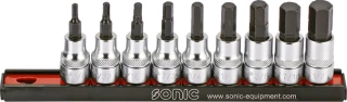 Sonic, hex bit socket rail set 3/8". 9-piece. US/SAE
