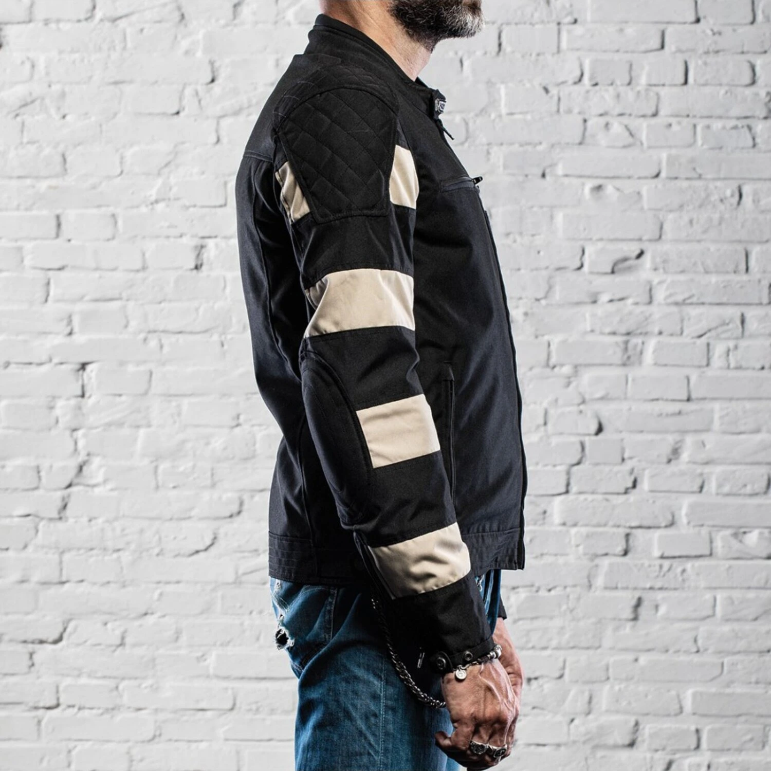Holy Freedom Prison jacket, Black, off Black, white, M