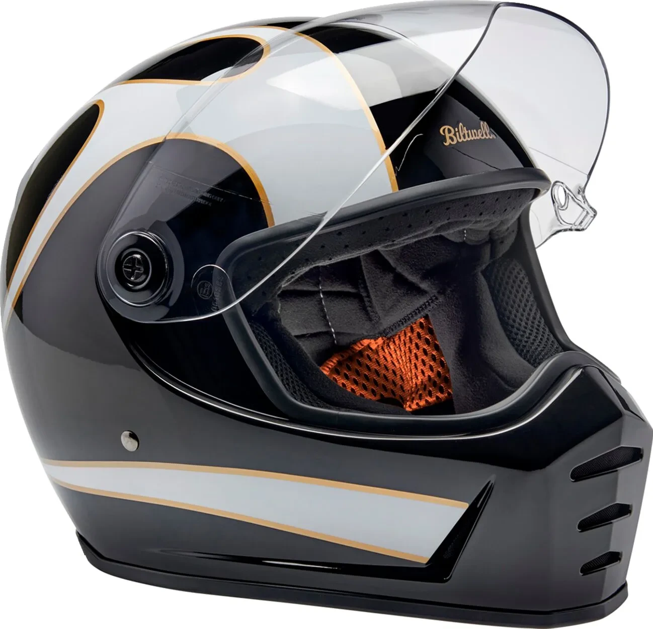 HELMET LANESPLITTER GLOSS BLACK/WHITE W/ FLAMES SM